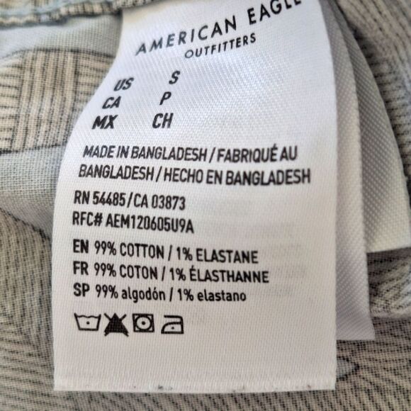 American Eagle Flex Cotton Shirt Blue Flamingo Button Up Mens S Beach Casual - Picture 10 of 12